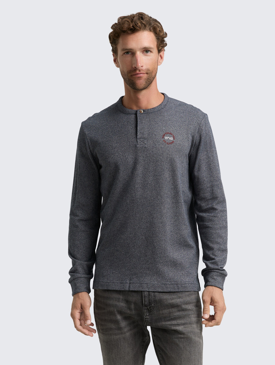 camisa de manga larga henley de algodón