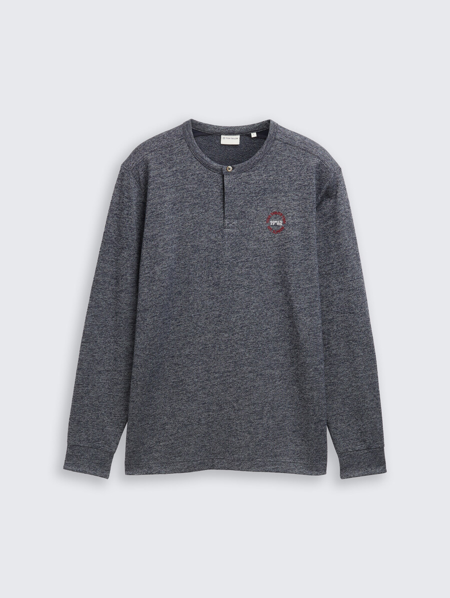 camisa de manga larga henley de algodón