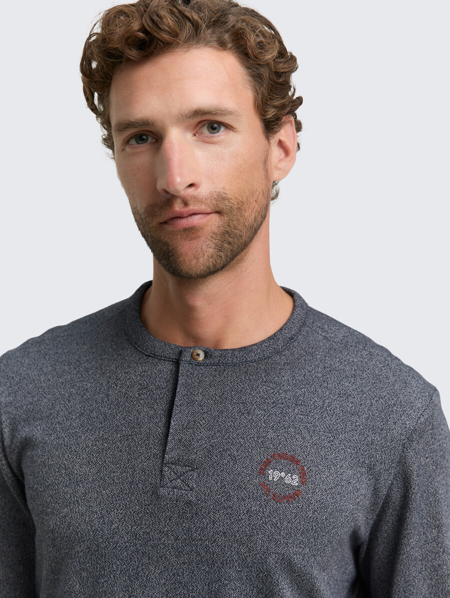 camisa de manga larga henley de algodón
