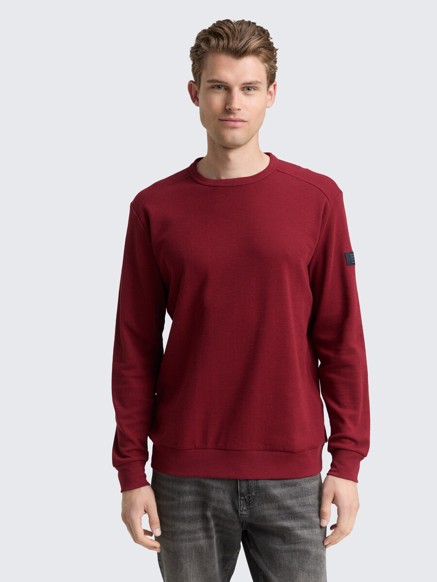 camisa de manga larga con textura de gofre
