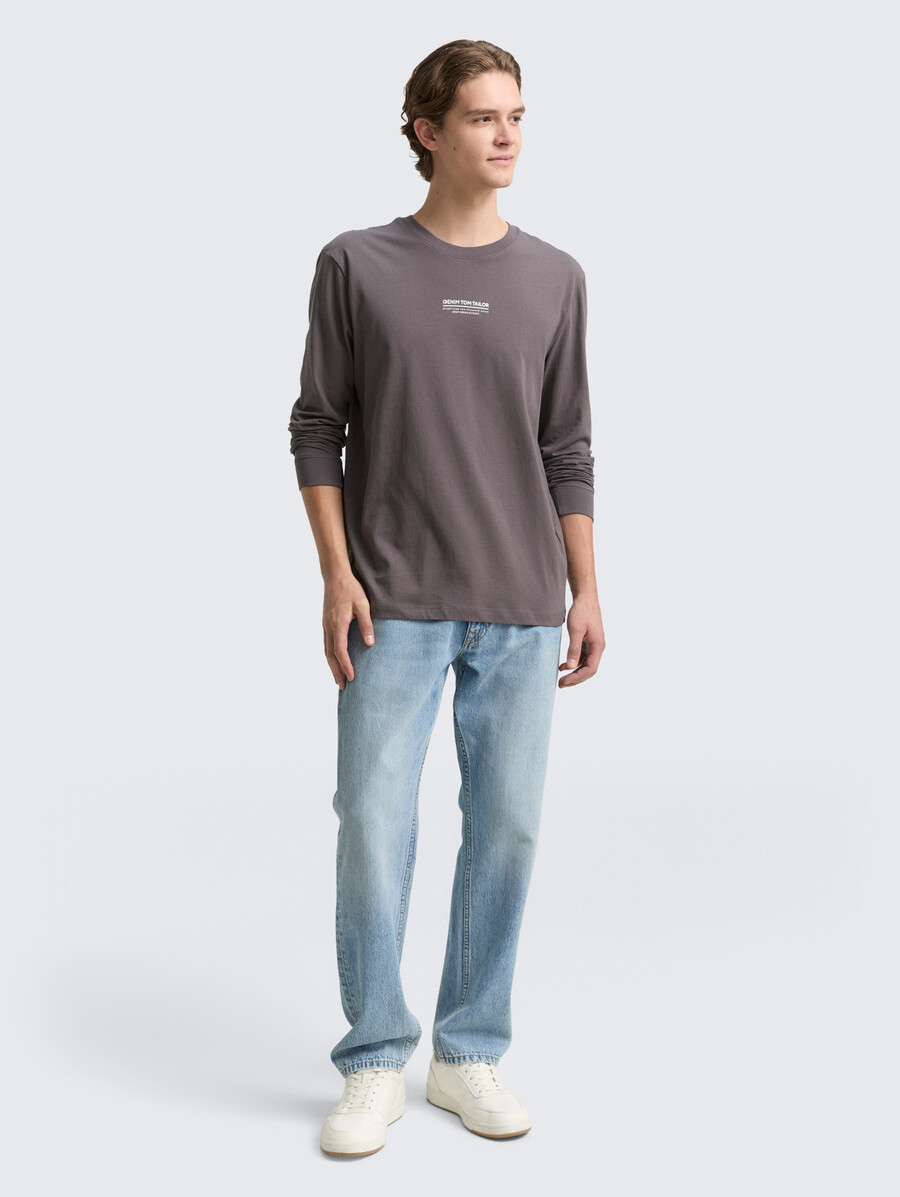 camisa de manga larga con estampado de logotipo