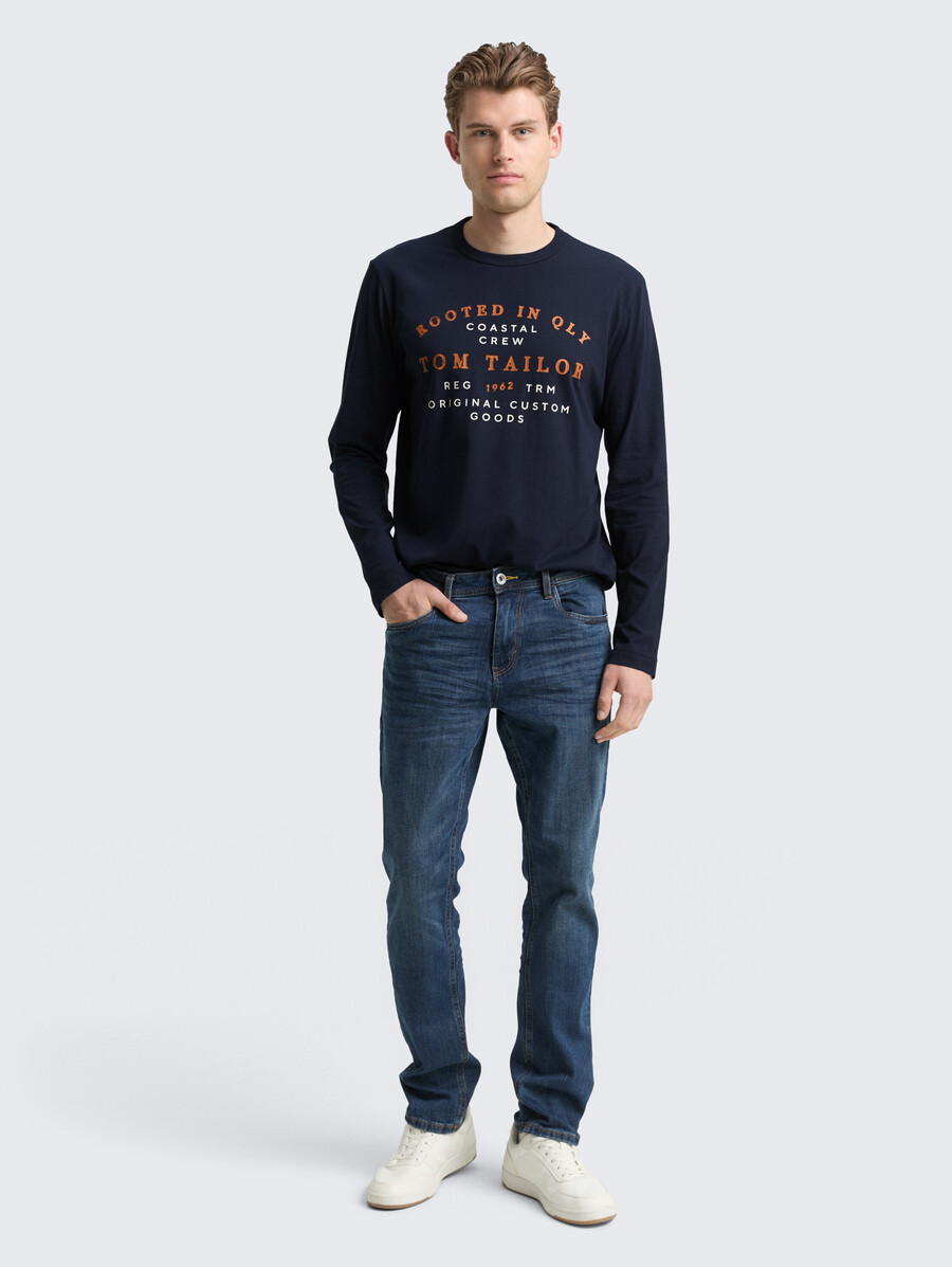 camisa de manga larga con estampado de logotipo