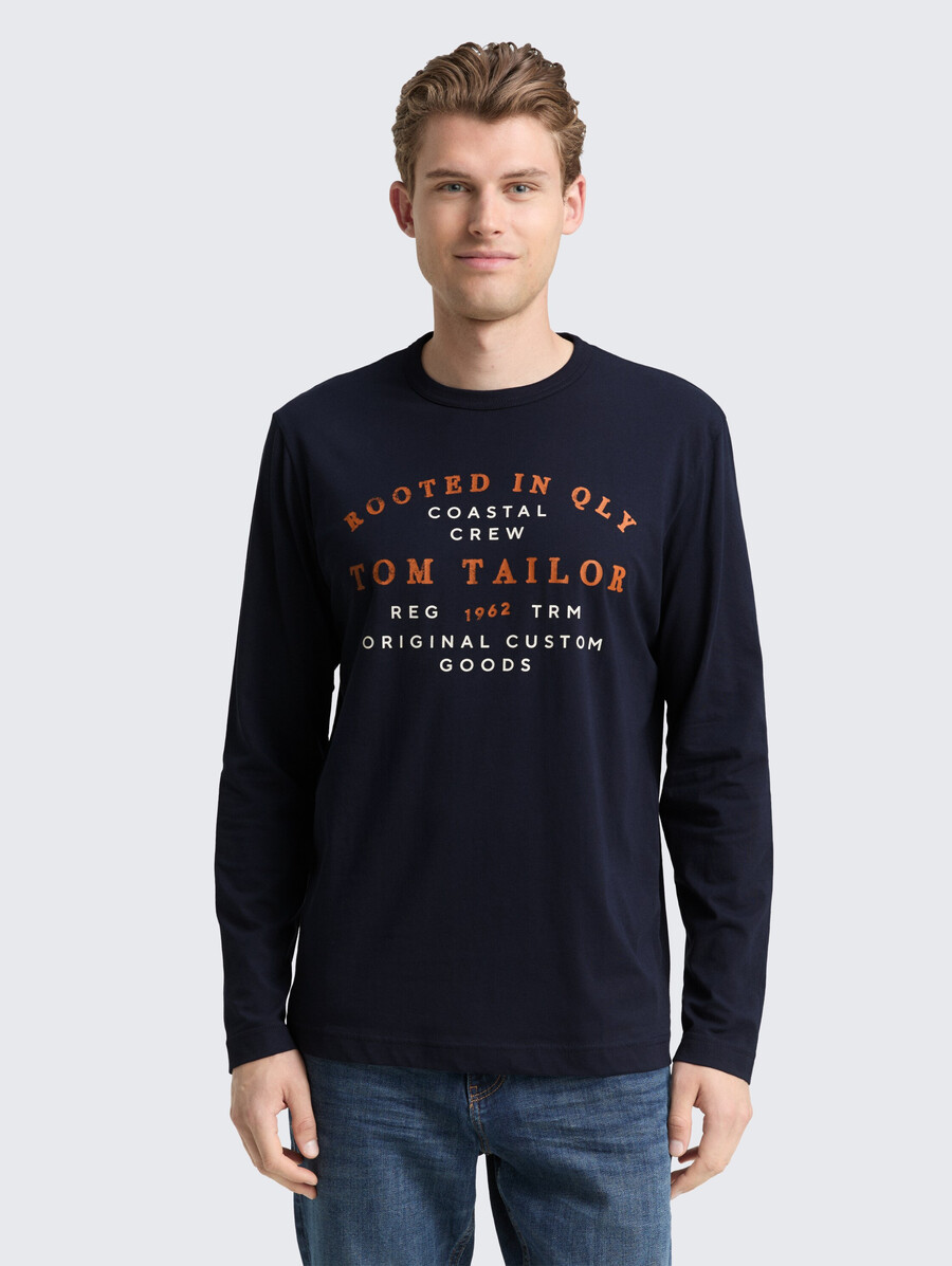 camisa de manga larga con estampado de logotipo