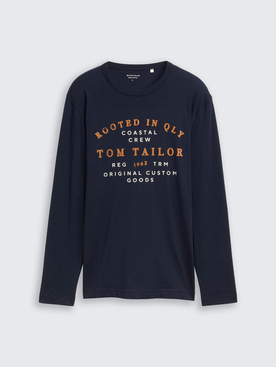camisa de manga larga con estampado de logotipo