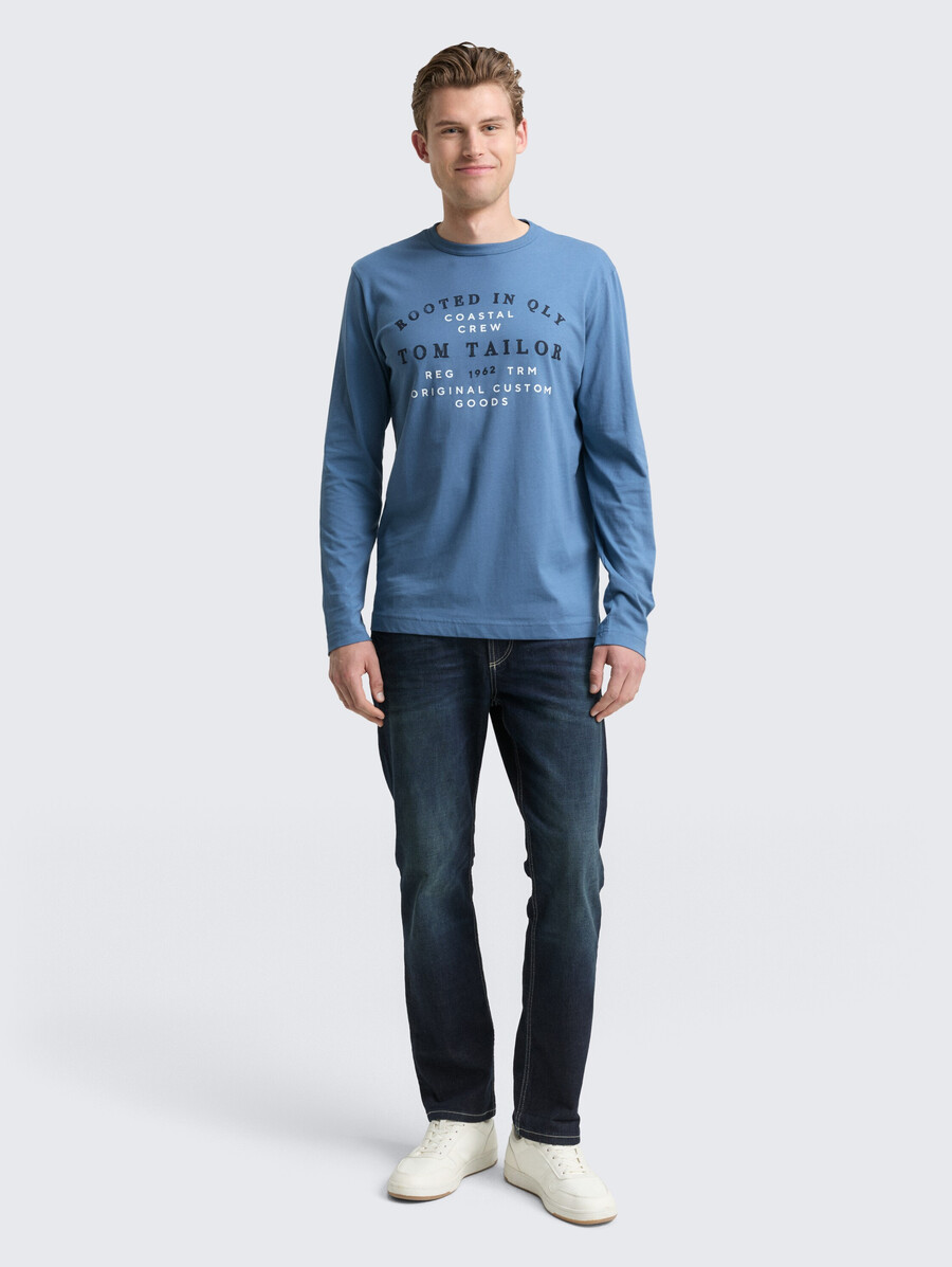 camisa de manga larga con estampado de logotipo