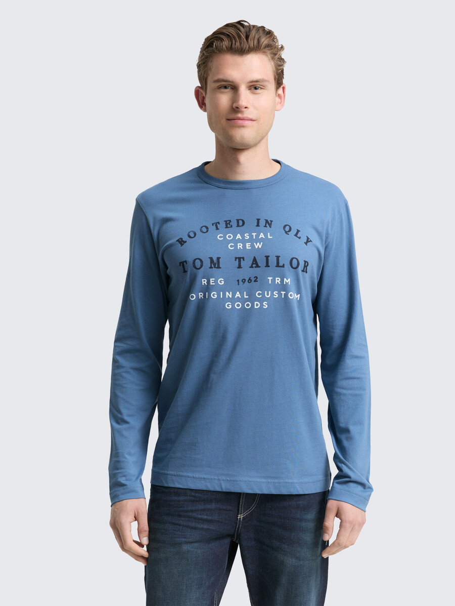 camisa de manga larga con estampado de logotipo