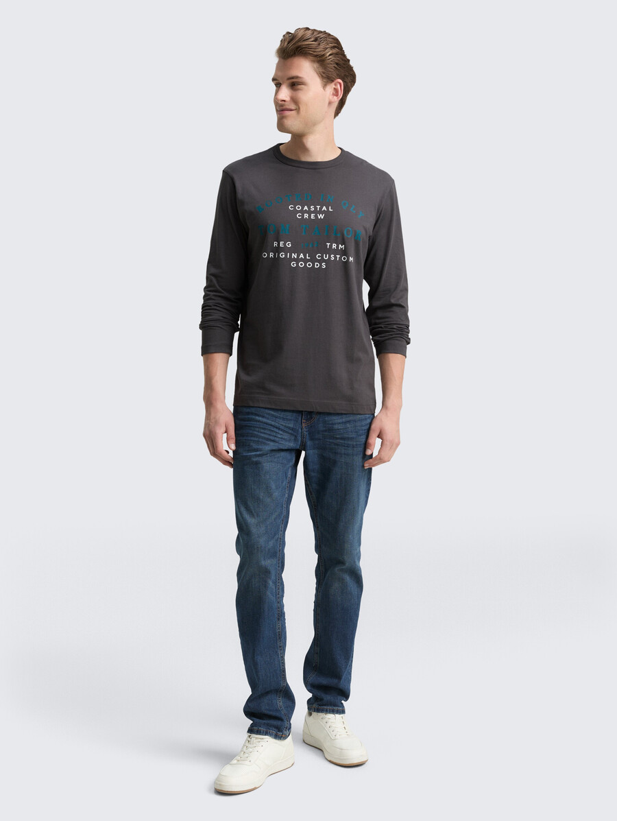 camisa de manga larga con estampado de logotipo