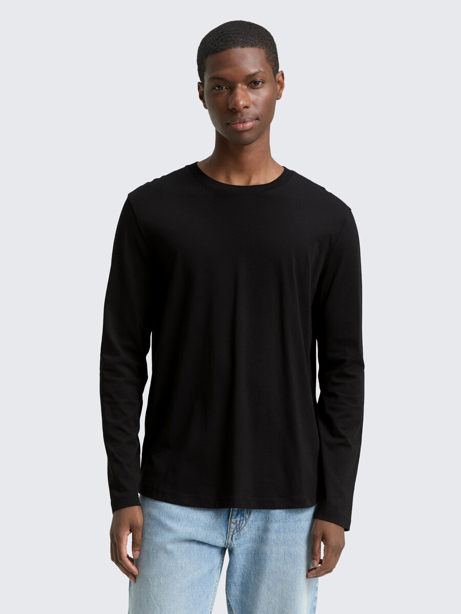 camisa básica de manga larga de algodón