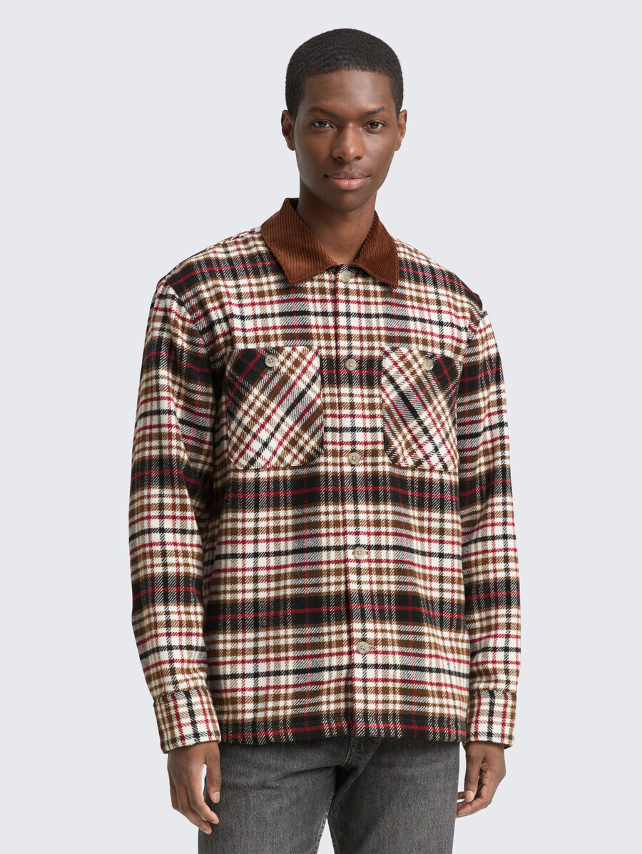 sobrecamisa con estampado de cuadros