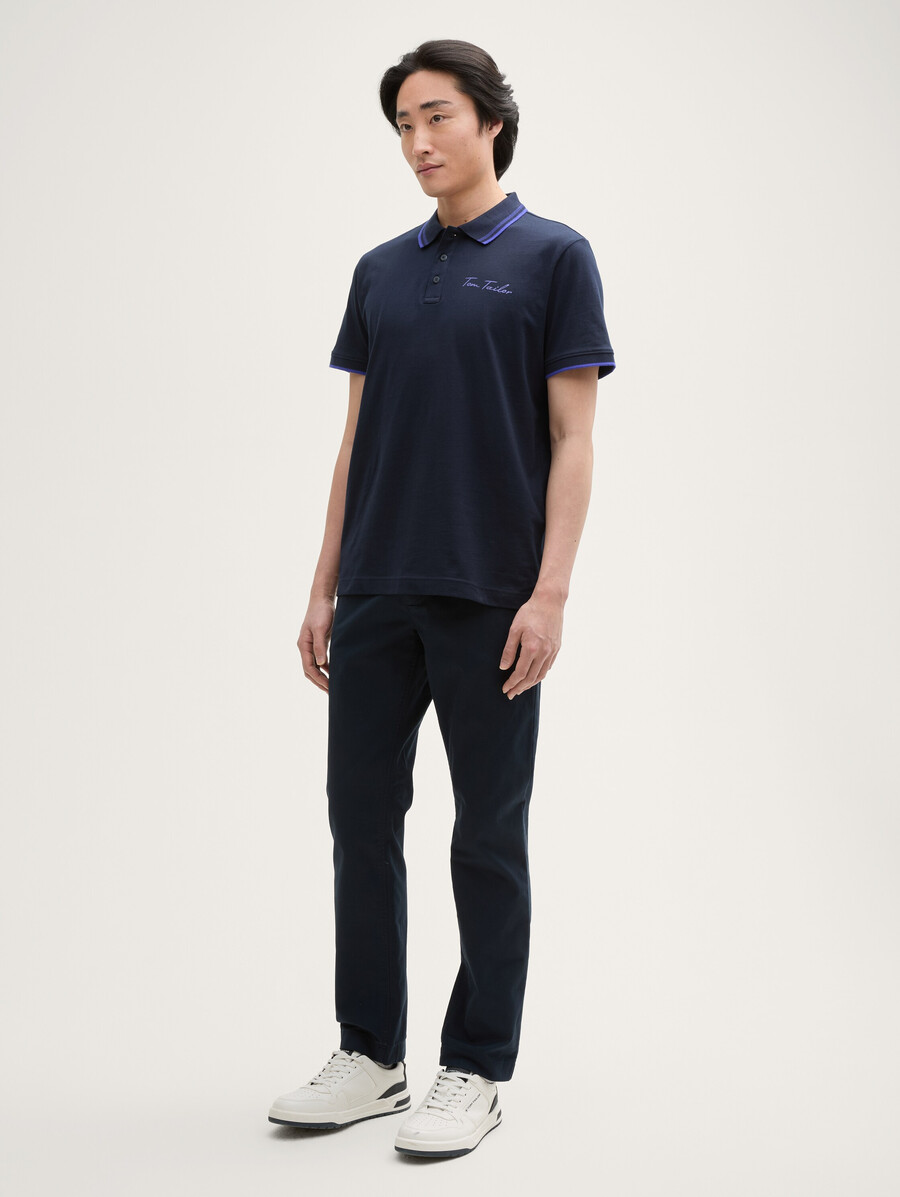 polo con estampado de logotipo de algodón