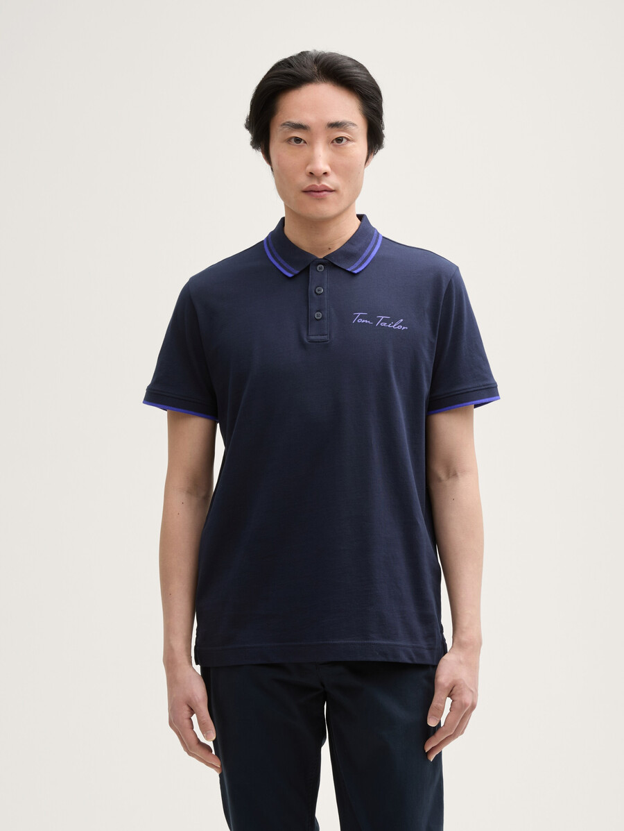 polo con estampado de logotipo de algodón