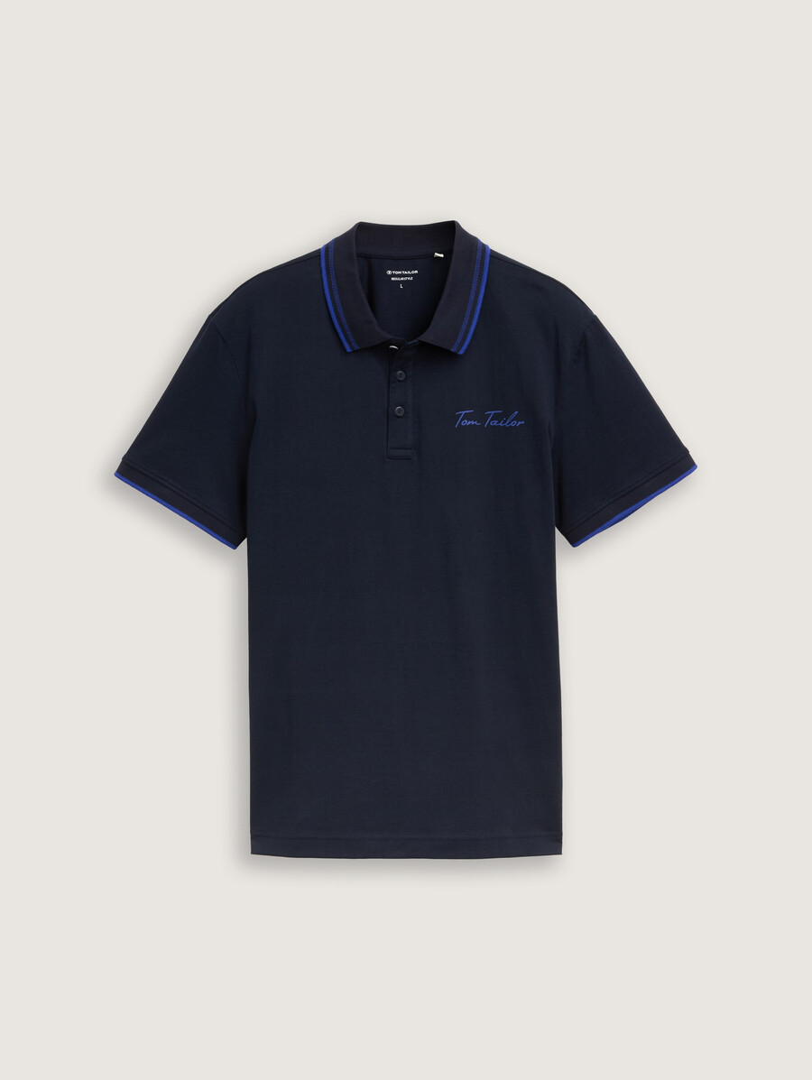 polo con estampado de logotipo de algodón