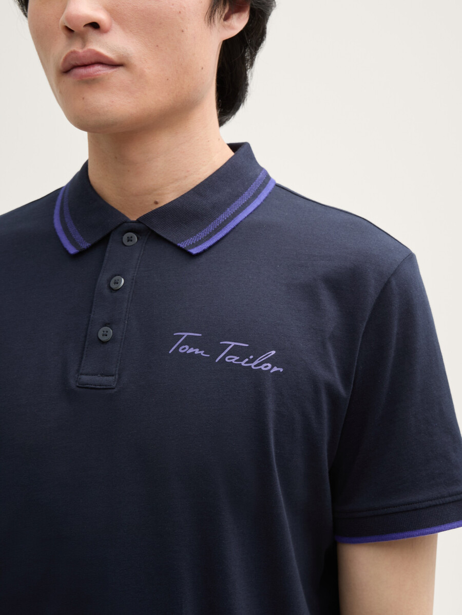 polo con estampado de logotipo de algodón