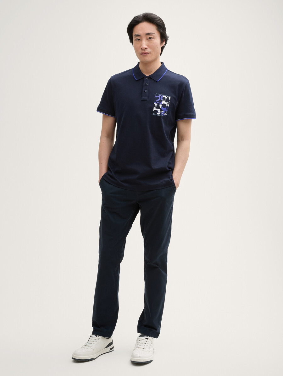 polo con estampado de logotipo de algodón