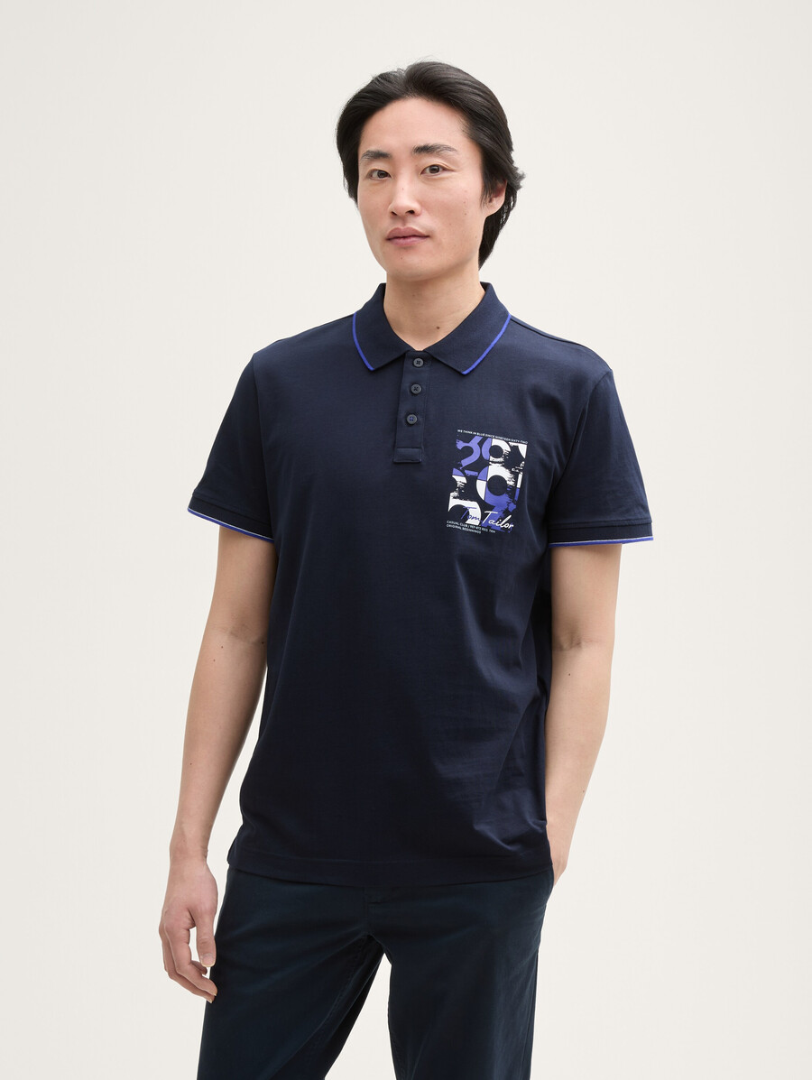 polo con estampado de logotipo de algodón