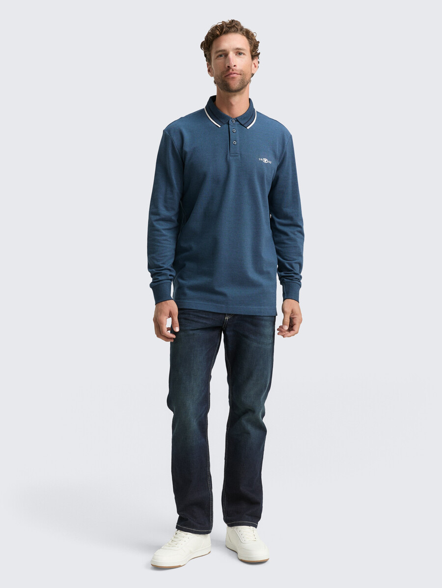 polo de piqué de manga larga con estampado de logotipo