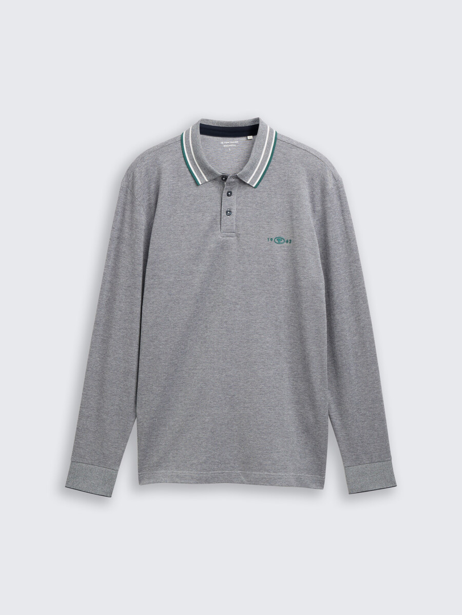 polo de piqué de manga larga con estampado de logotipo
