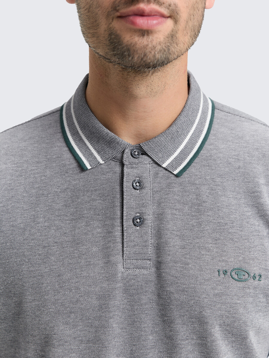 polo de piqué de manga larga con estampado de logotipo