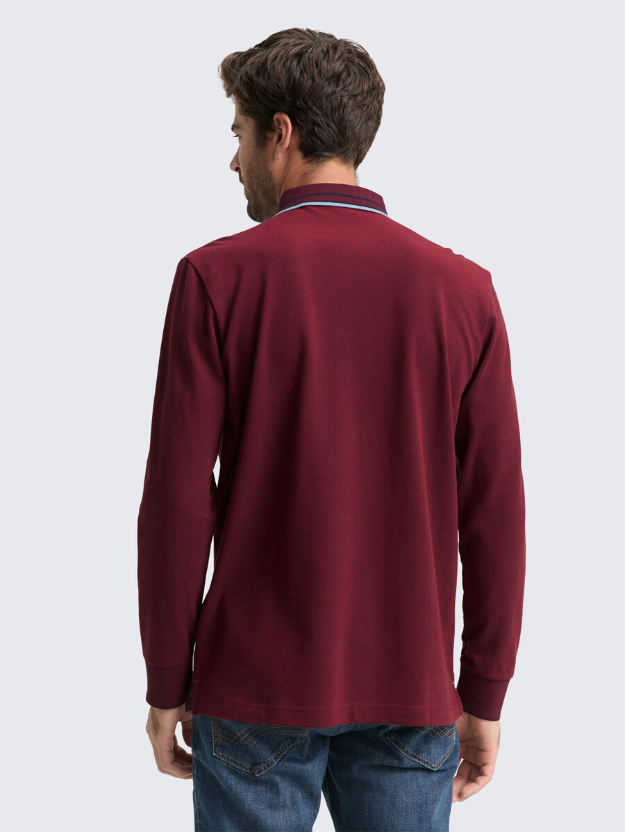 polo de piqué de manga larga con estampado de logotipo