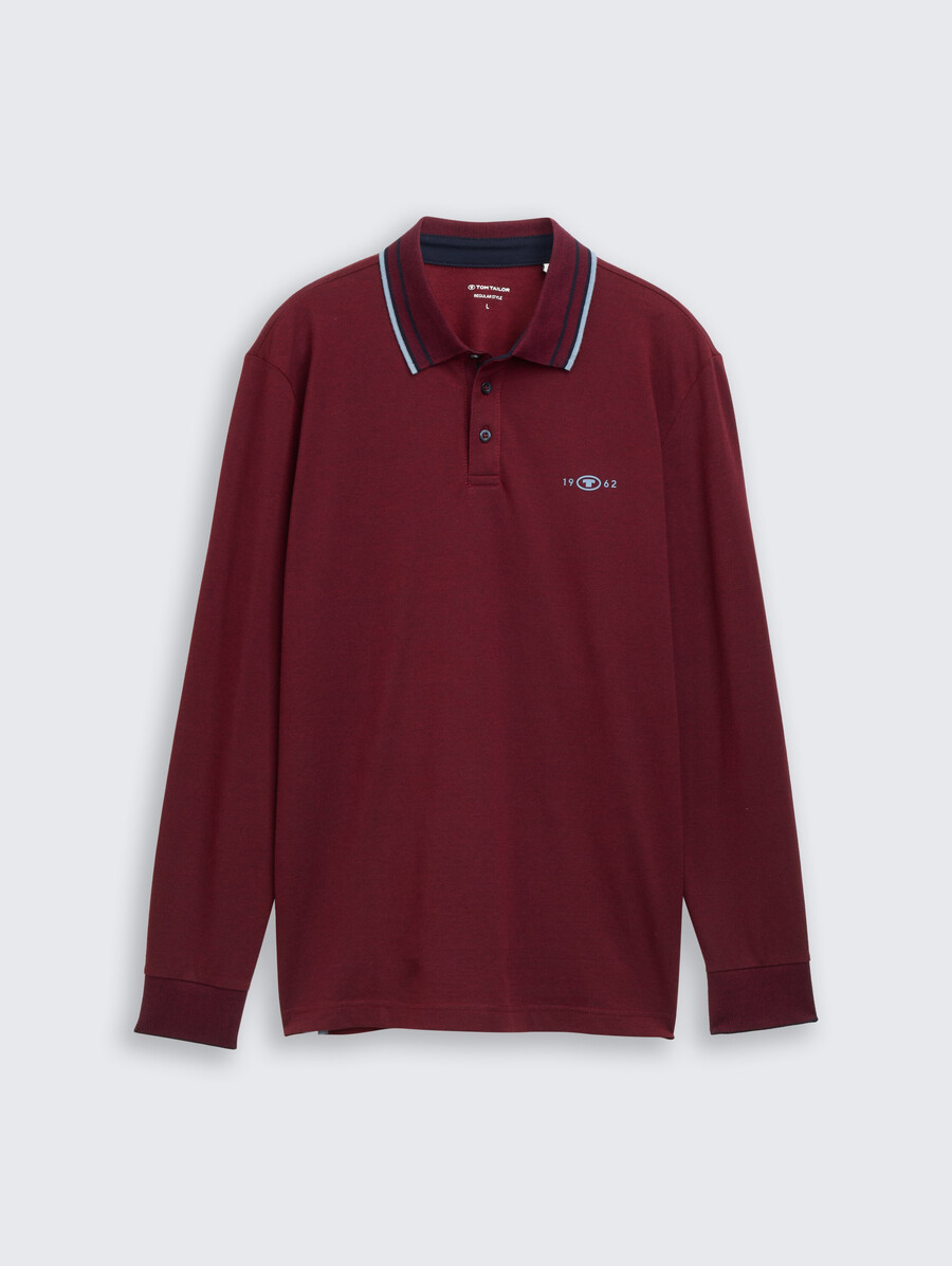 polo de piqué de manga larga con estampado de logotipo