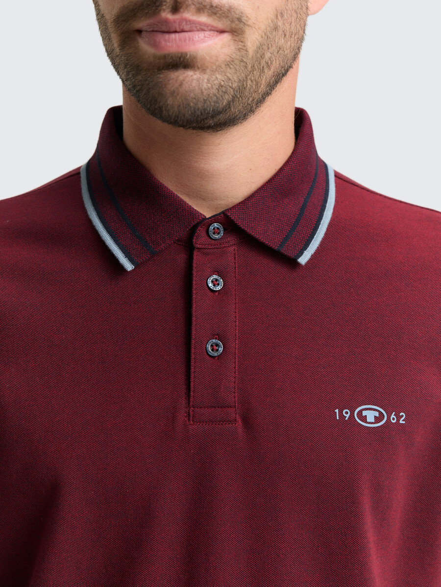 polo de piqué de manga larga con estampado de logotipo