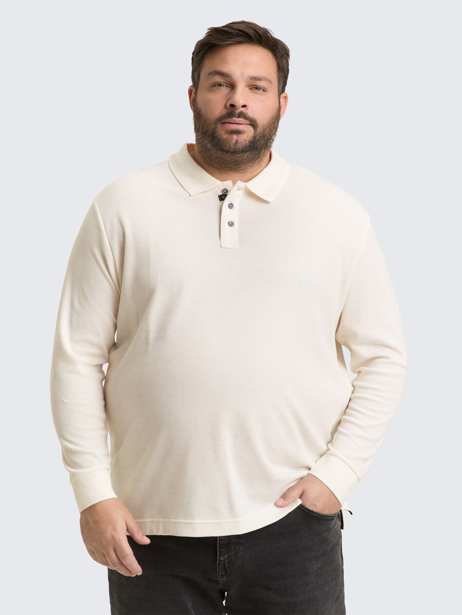 talla grande - polo de manga larga con textura de gofre