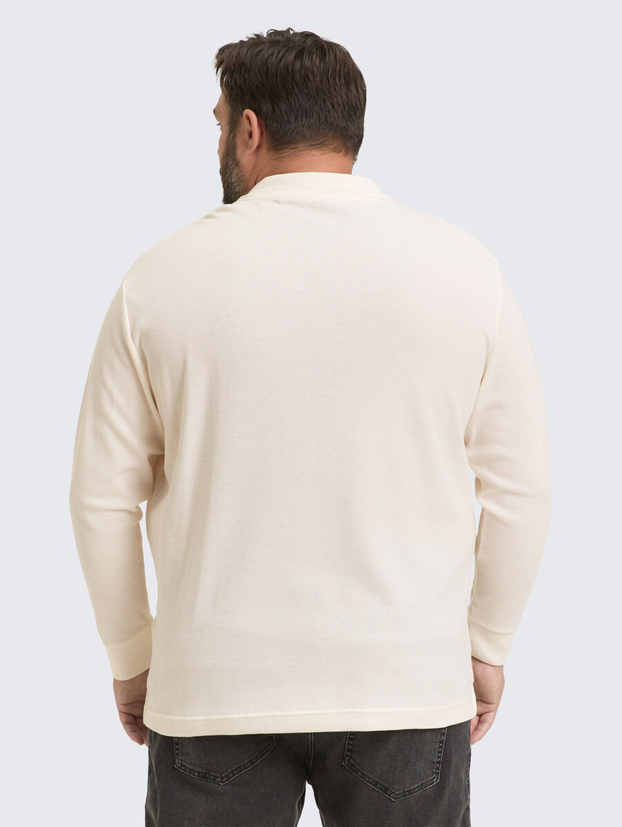 talla grande - polo de manga larga con textura de gofre