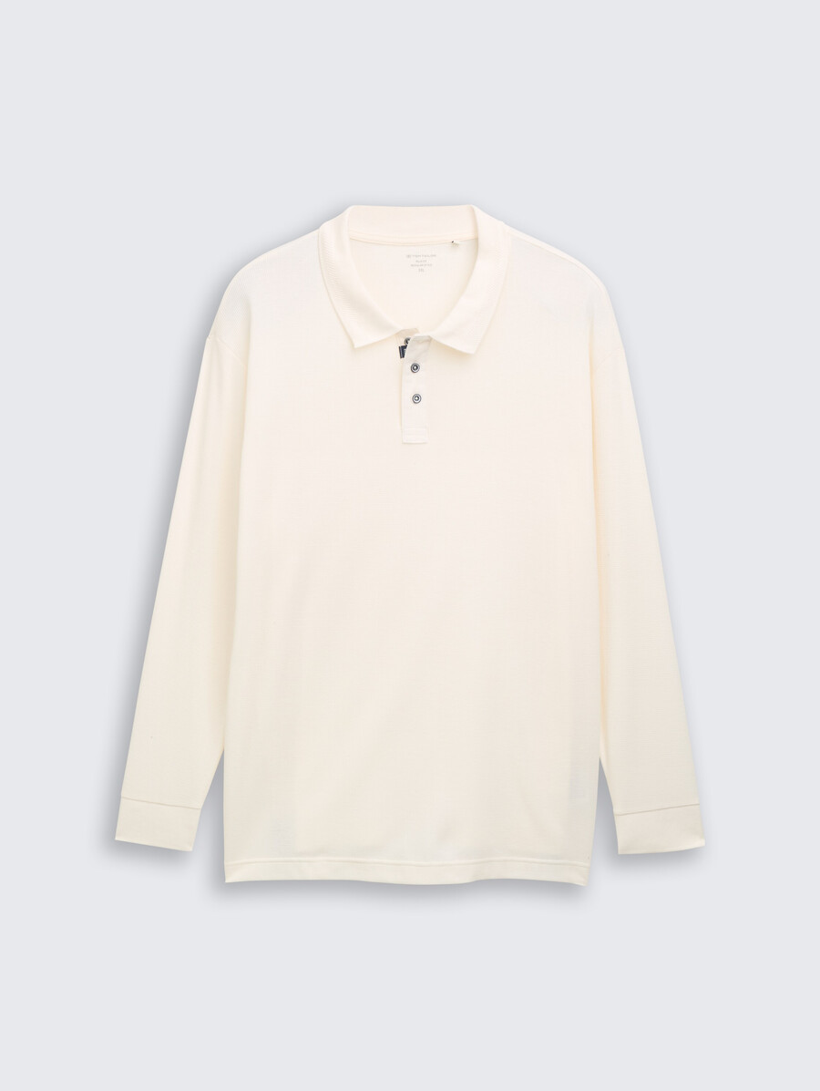 talla grande - polo de manga larga con textura de gofre