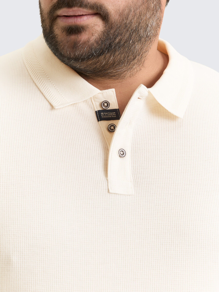 talla grande - polo de manga larga con textura de gofre