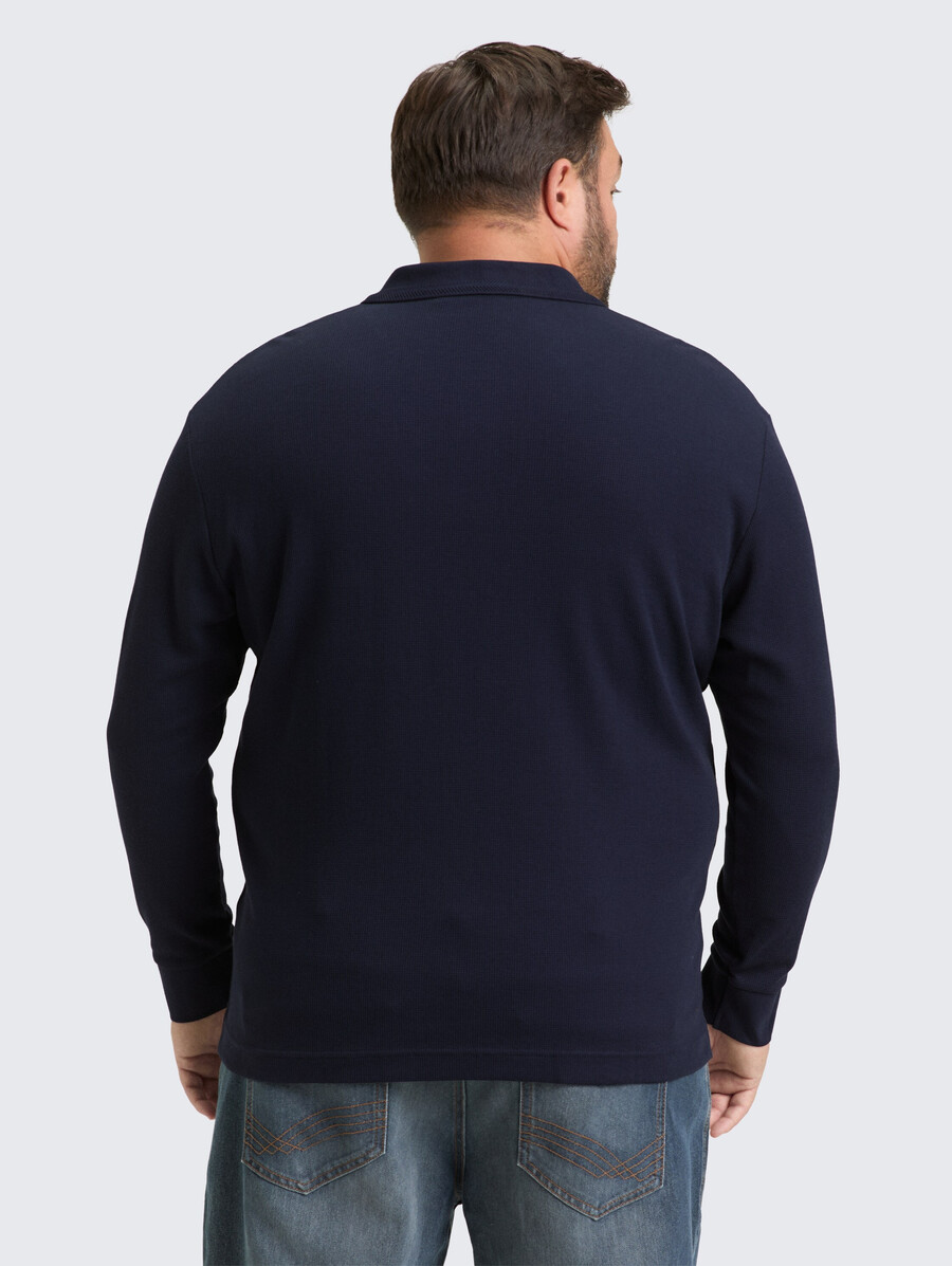talla grande - polo de manga larga con textura de gofre