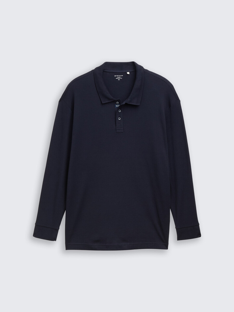talla grande - polo de manga larga con textura de gofre
