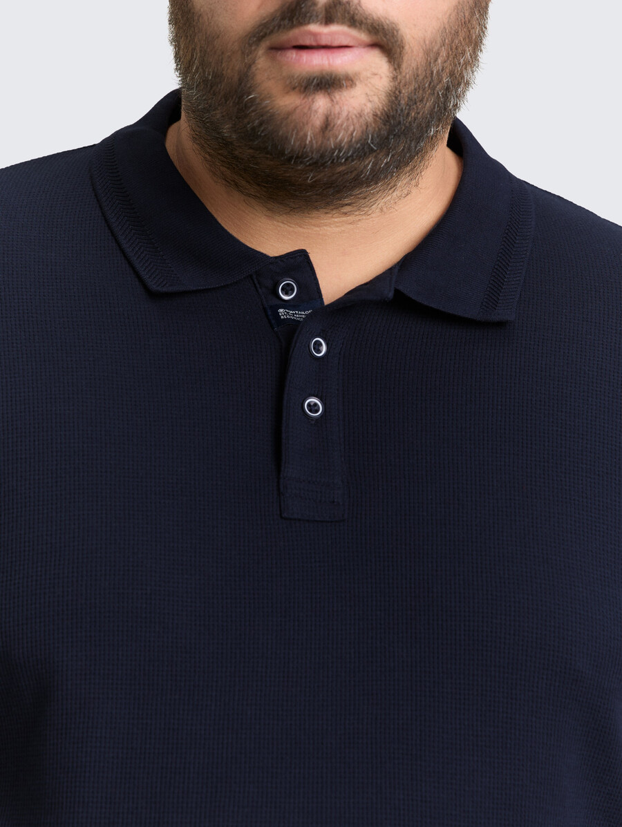talla grande - polo de manga larga con textura de gofre