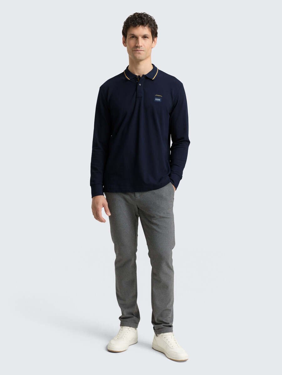 polo de piqué de manga larga con estampado de logotipo