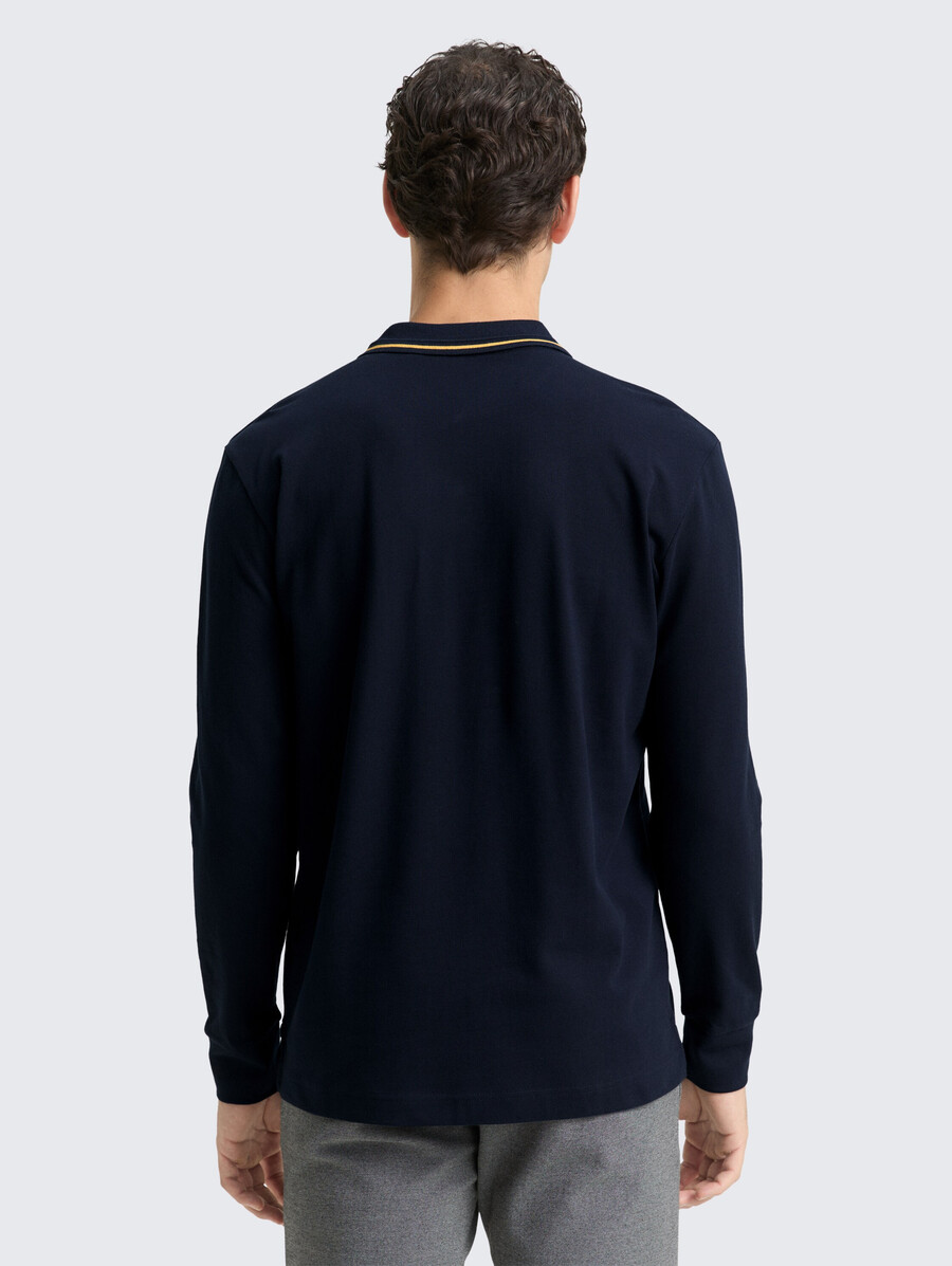 polo de piqué de manga larga con estampado de logotipo