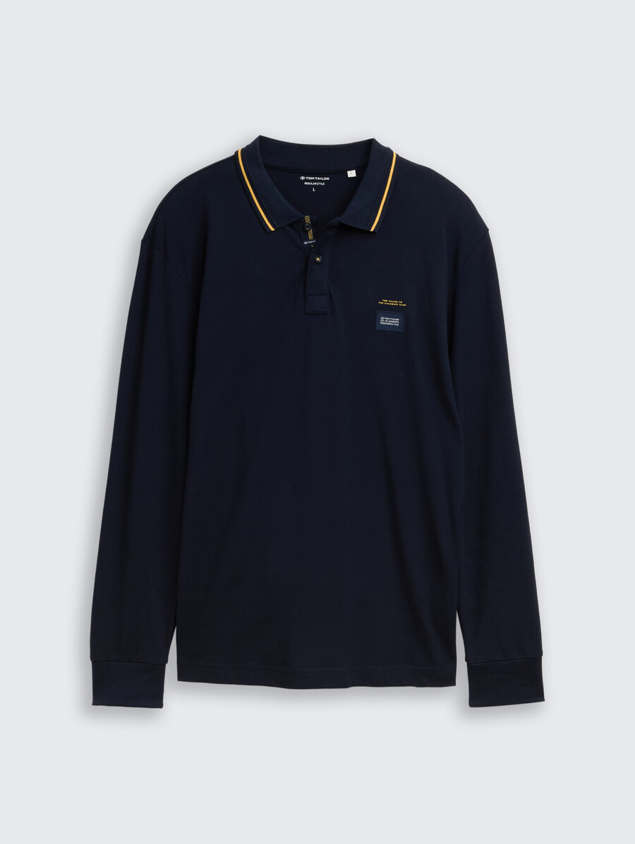 polo de piqué de manga larga con estampado de logotipo