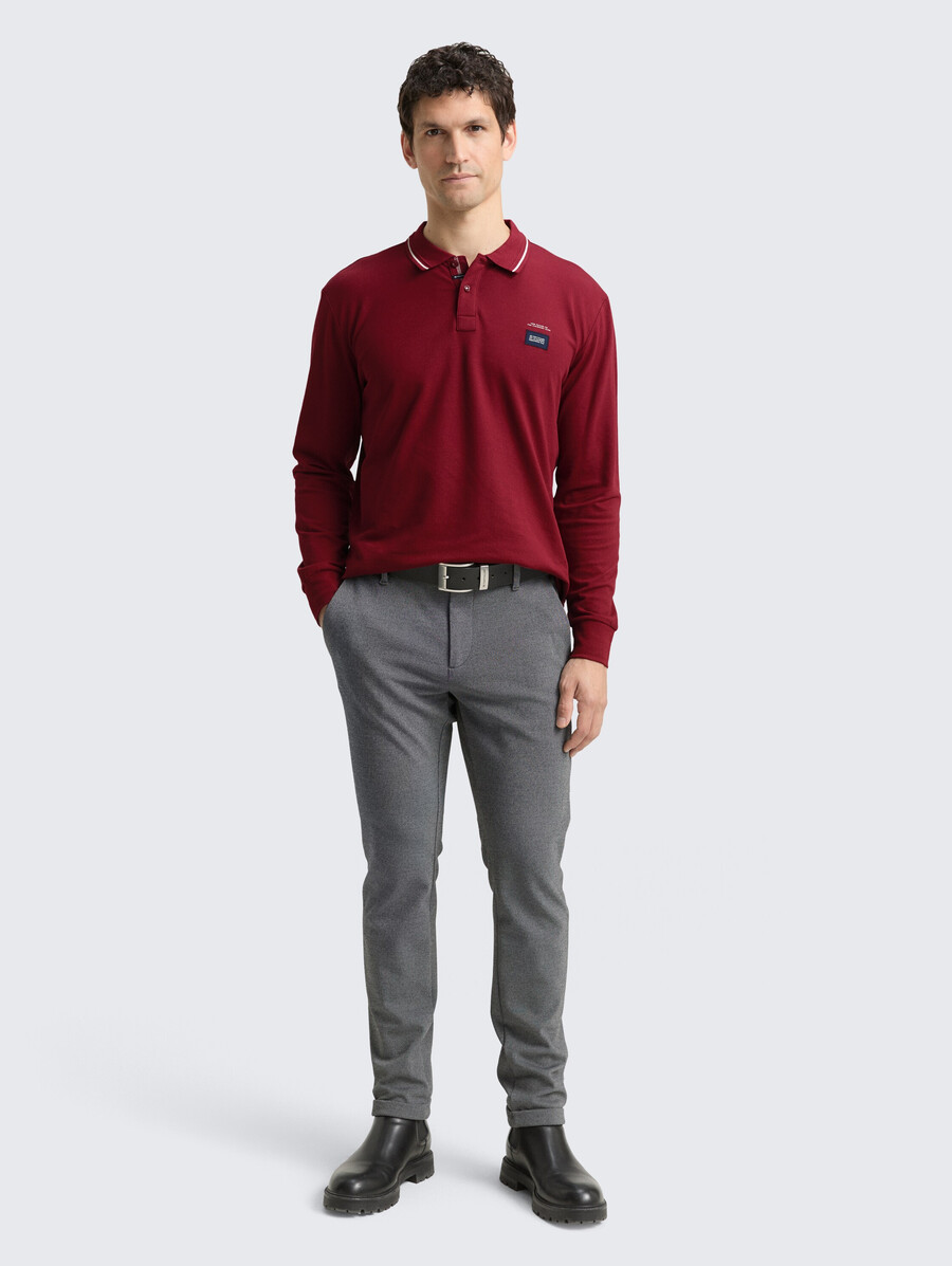 polo de piqué de manga larga con estampado de logotipo