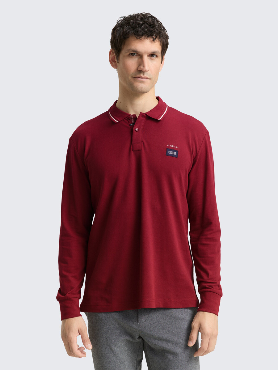 polo de piqué de manga larga con estampado de logotipo