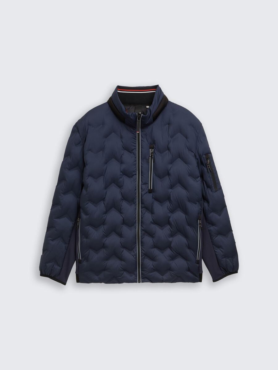 talla grande chaqueta acolchada ligera híbrida con capucha plegable