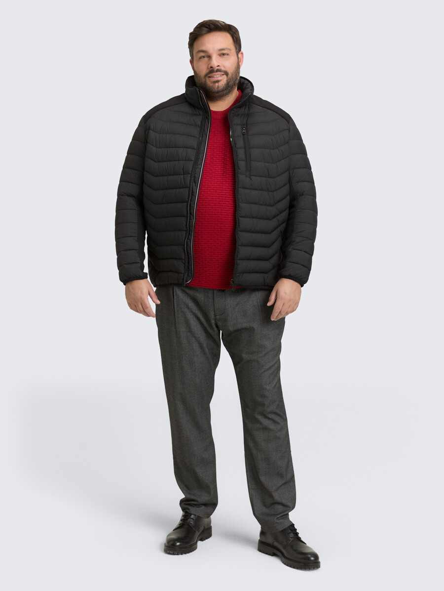 talla grande - chaqueta acolchada ligera híbrida con cuello alto