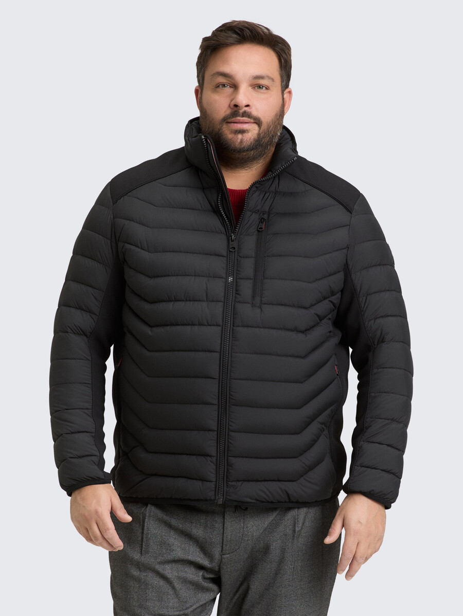 talla grande - chaqueta acolchada ligera híbrida con cuello alto