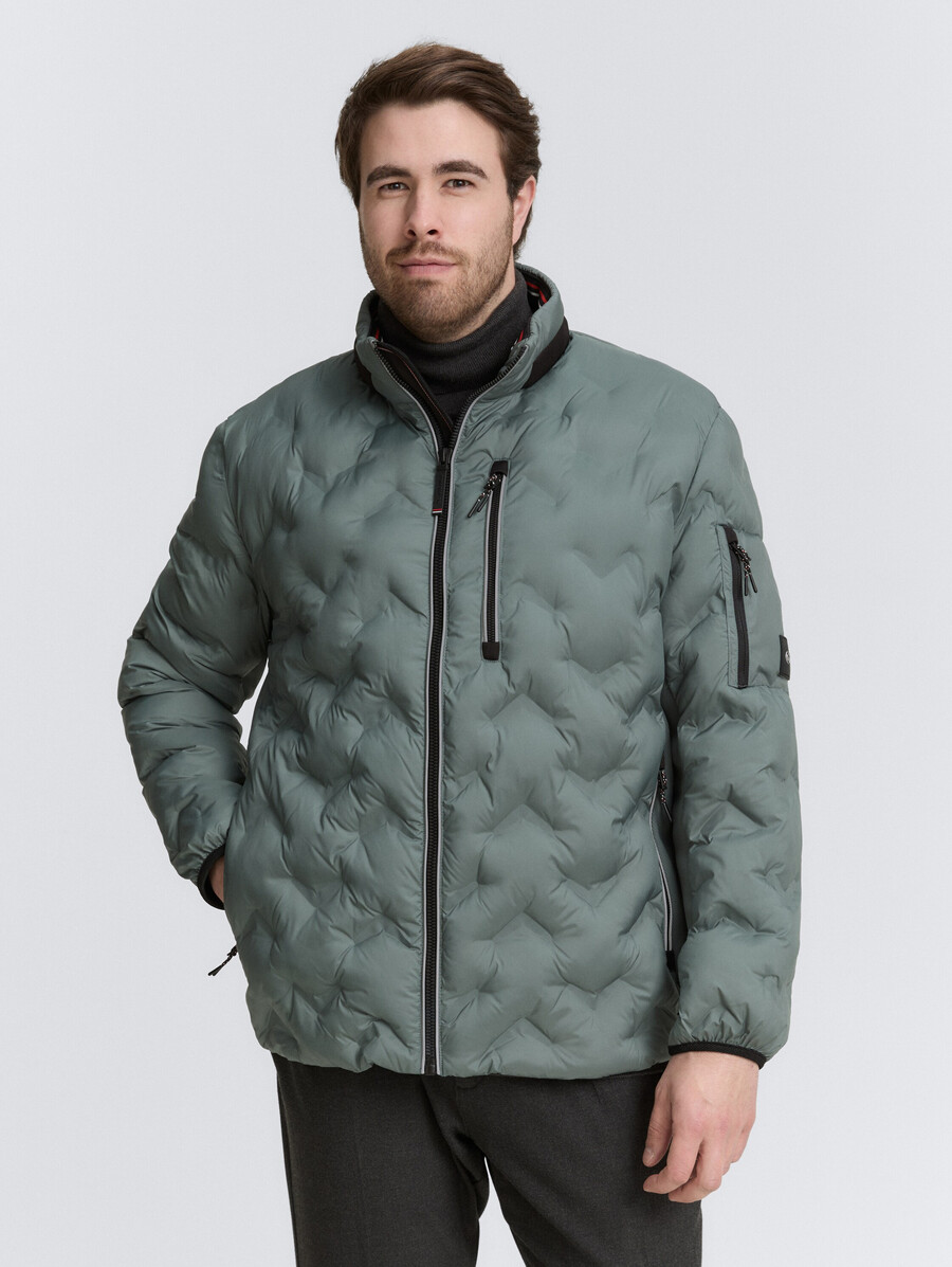 talla grande chaqueta acolchada ligera híbrida con capucha plegable