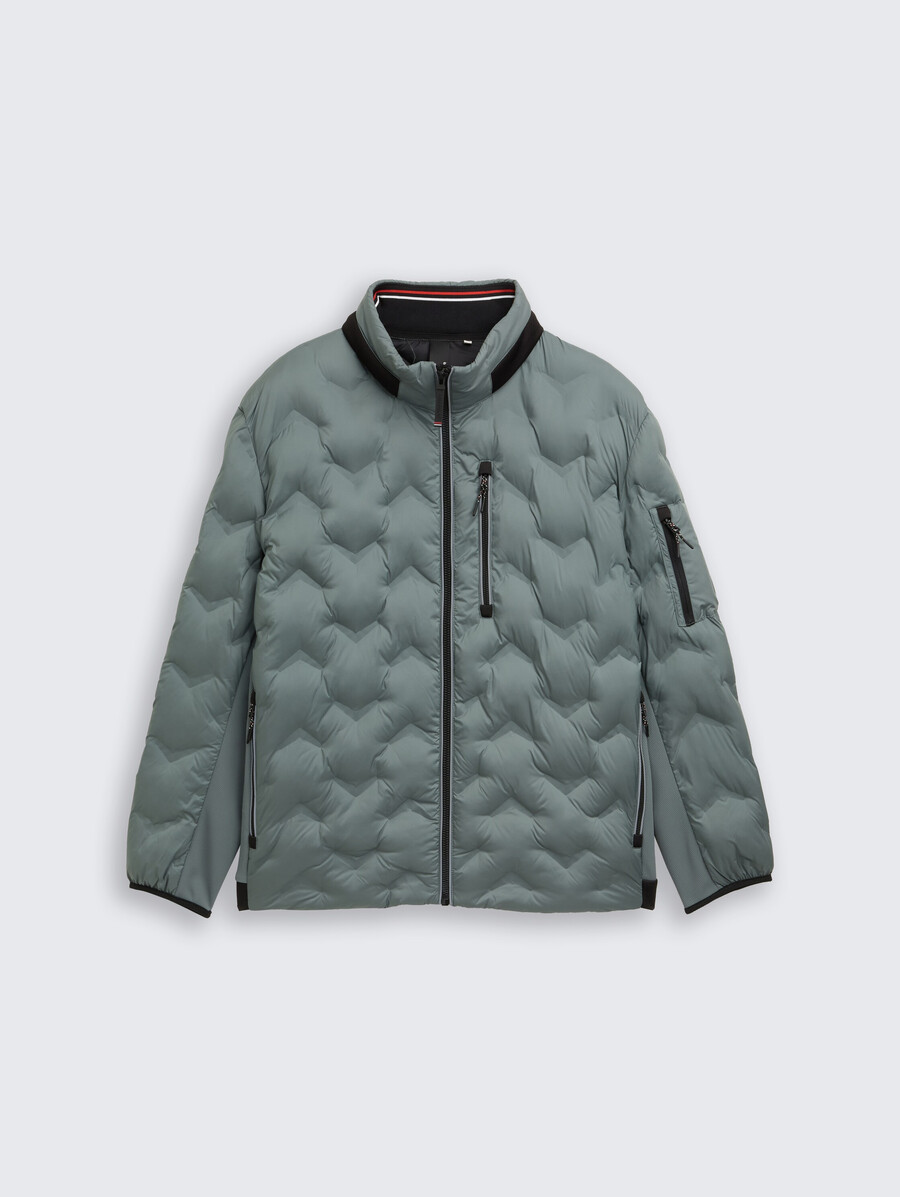 talla grande chaqueta acolchada ligera híbrida con capucha plegable