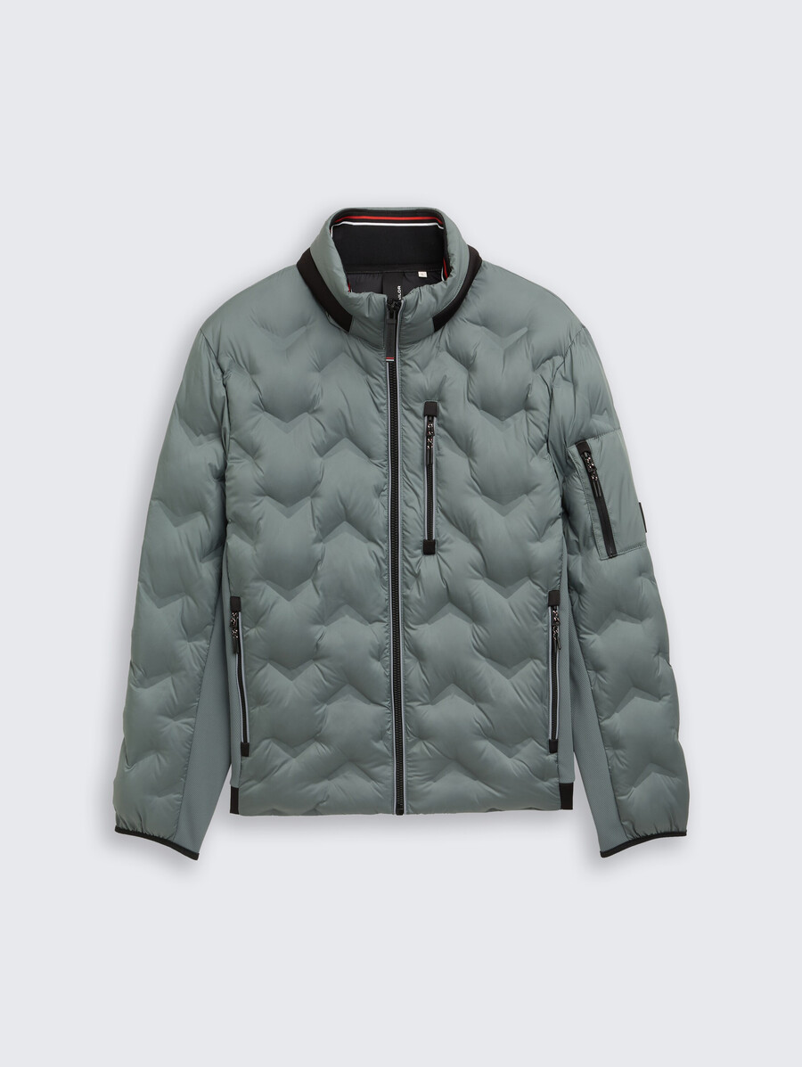 chaqueta acolchada híbrida con capucha plegable