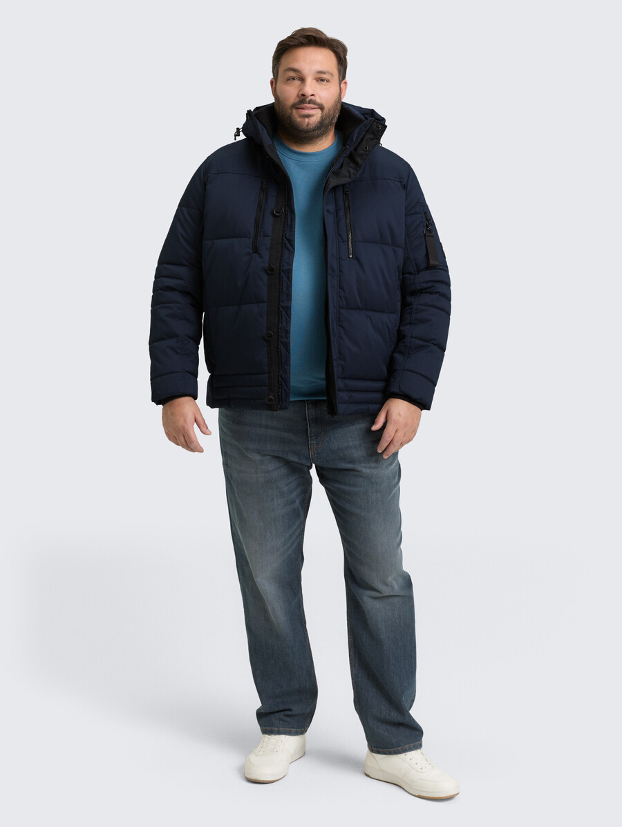 talla grande - chaqueta acolchada con capucha desmontable
