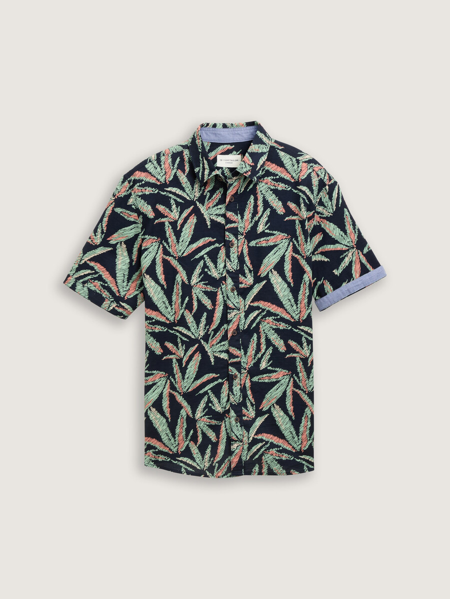 camisa de corte cómodo con estampado de palmeras