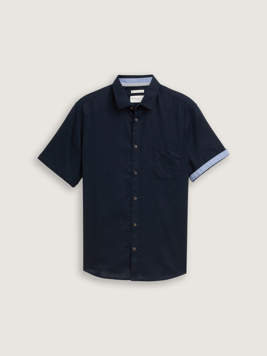 camisa de manga corta de corte regular con contenido de lino