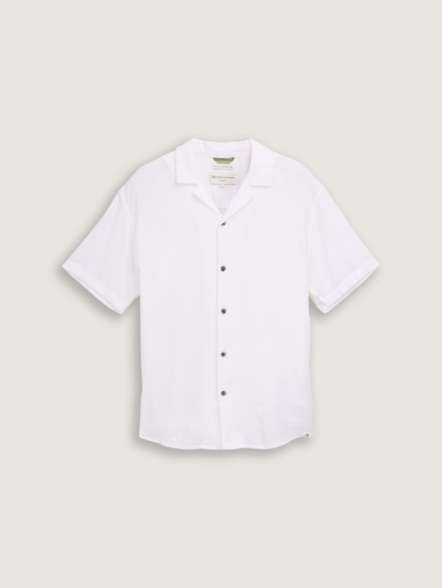 camisa de manga corta de corte relajado con contenido de lino
