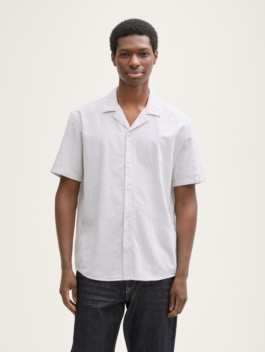camisa de algodón de manga corta de corte relajado