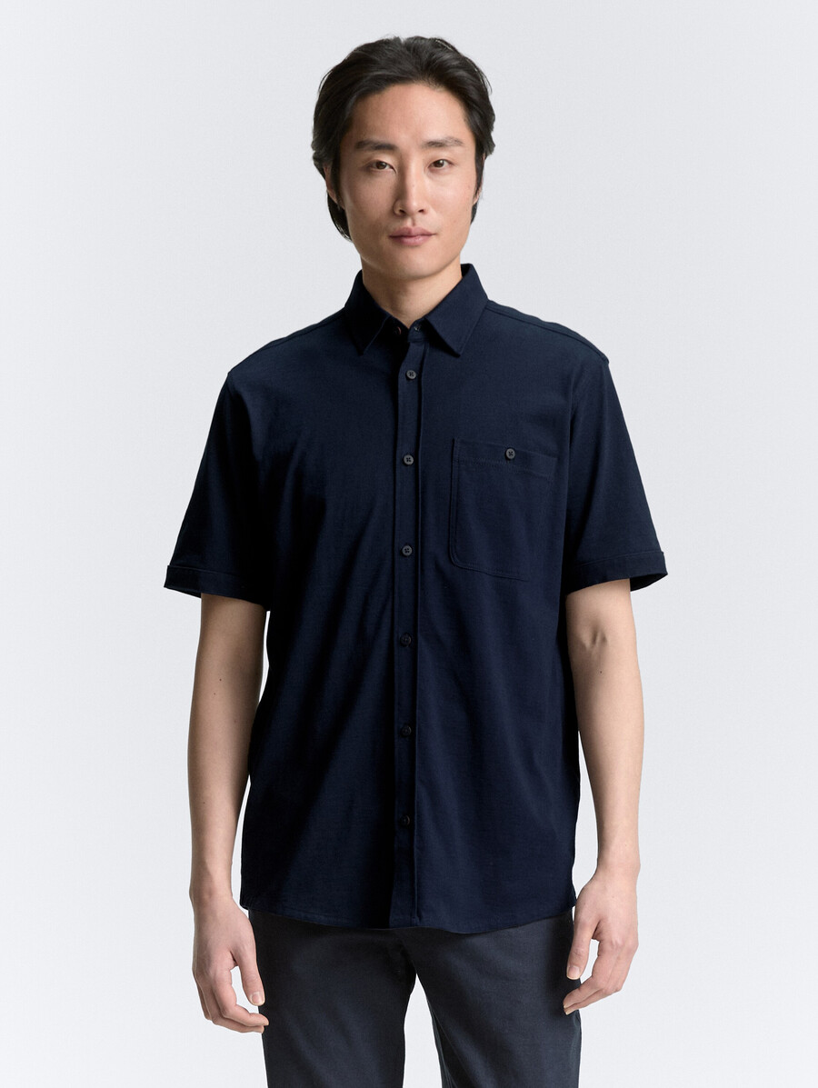 camisa de algodón de manga corta de corte regular