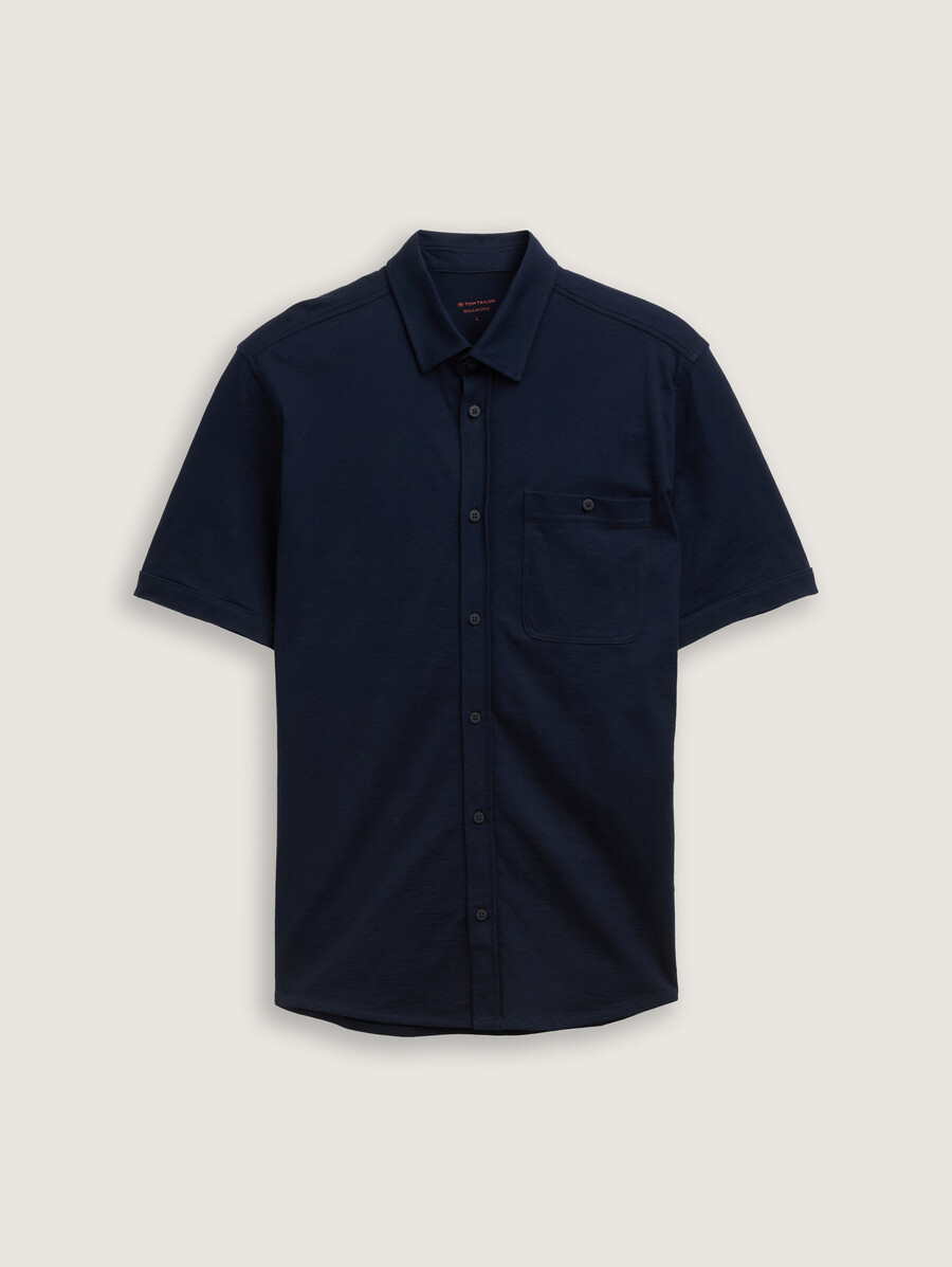 camisa de algodón de manga corta de corte regular